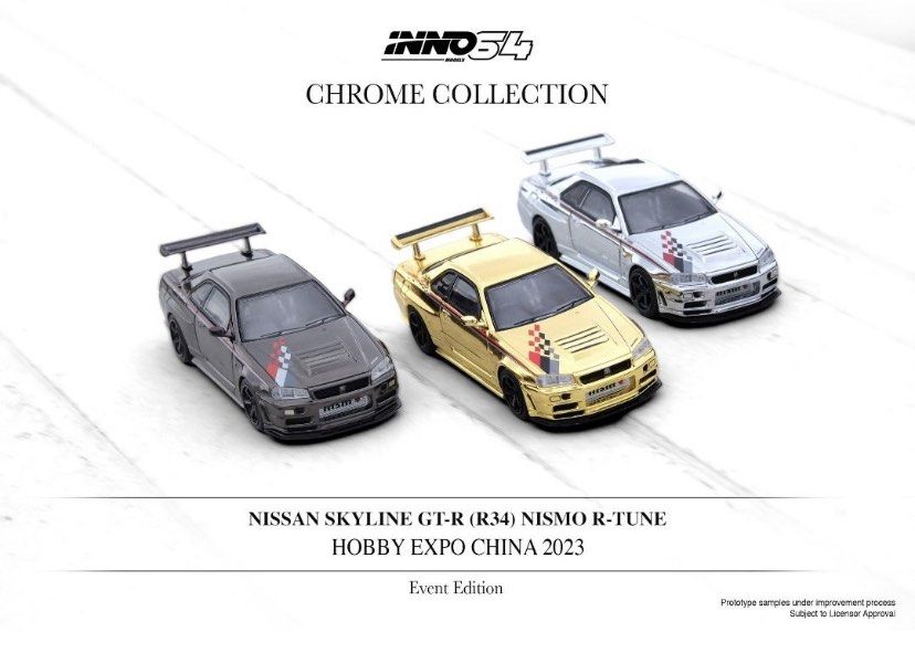 Inno64 1/64 Nissan Skyline GT-R R34 Nismo R-Tune Chrome (Gold Chrome/S