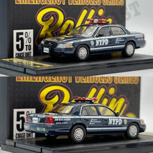 Load image into Gallery viewer, Rollin 1/64 Ford Crown Victoria Police Interceptor - New York Police Department NYPD Auxiliary (Chase Car)
