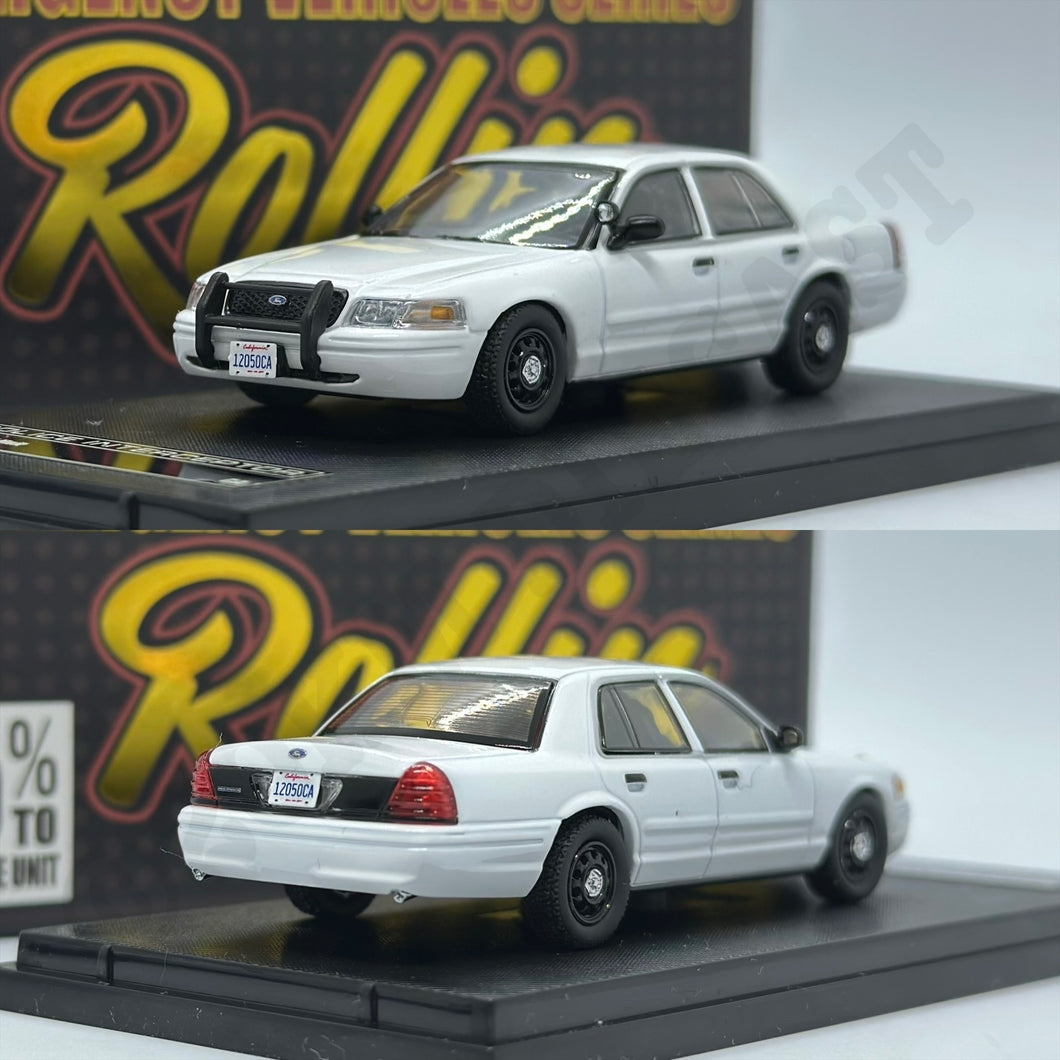 Rollin 1/64 Ford Crown Victoria Police Interceptor - Unmarked (White)