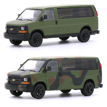 Load image into Gallery viewer, 596 Model 1/64 Chevrolet Express (Green &amp; Camo Pattern)
