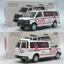 Load image into Gallery viewer, 596 Model 1/64 Chevrolet Express - NYPD (Breast Cancer Awareness)
