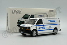 Load image into Gallery viewer, 596 Model 1/64 Chevrolet Express - New York City Police Department NYPD 8118 ESU
